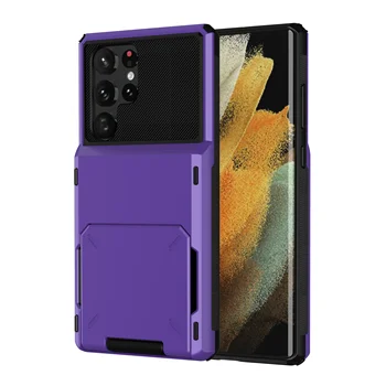 Galaxy S24 FE: Brieftasche Fall Flip-Cover Karte Halter Tasche Dual Layer Schutzhülle Ganzkörper harte Stoßstange
