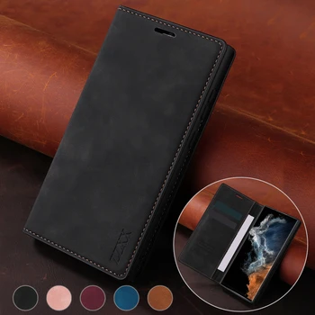 Galaxy A55: Brieftasche Magnetische Flip Ledertasche Rand
