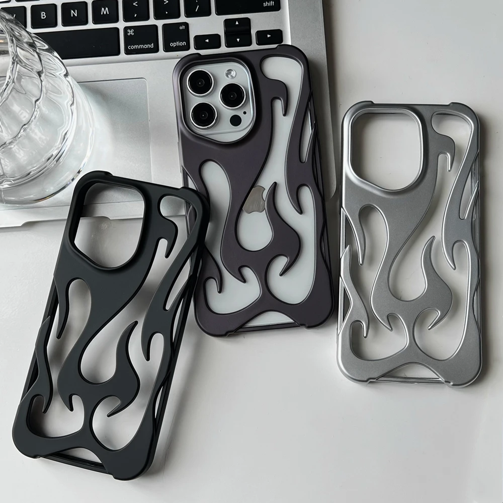 iPhone 17 Pro: Mode Matte 3D Höhlte Flamme Telefon Fall Galvani Weiche rückseitige Abdeckung capa
