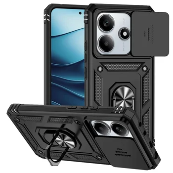 Redmi Note 14 5G: Funda Hinweis 14 5G Fall Rutsche Kamera Schützen Rüstung Telefon Fall auto Halter Magnetische Ring Abdeckung