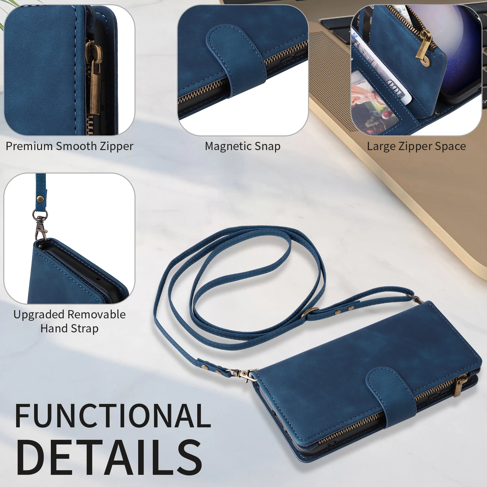 Crossbody Reißverschluss Kartenhalter Brieftasche Tasche Hülle Cover – Bild 4