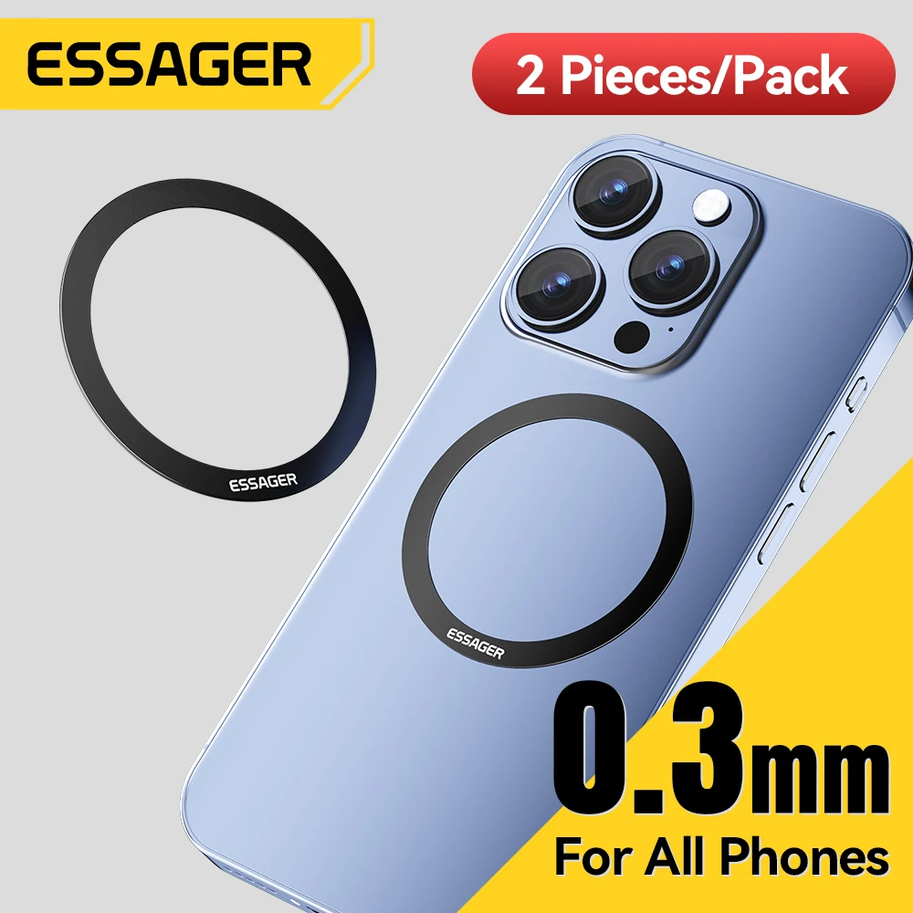 Essager 2PCS Magnetische Metall Ring für Magsafe iPhone 15 14 13 12Pro Android Telefone Platte Aufkleber Ringe Für