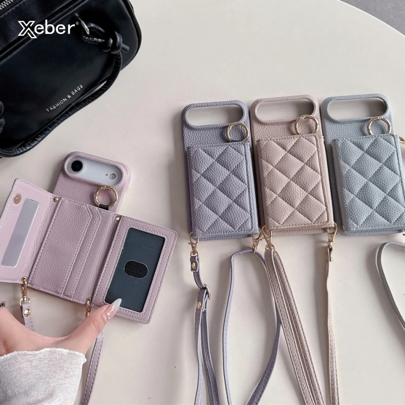 iPhone 11: Crossbody Lanyard Kartensteckplatz Halter Fall Brieftasche Strap Cord Tasche Leder Abdeckung