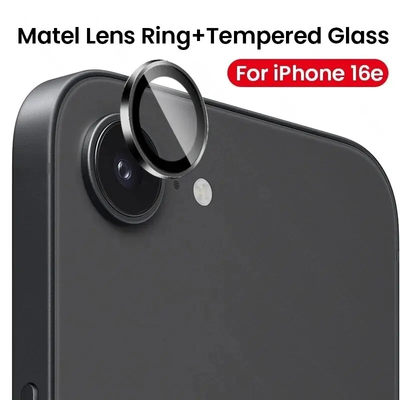 iPhone 16e: Aluminiumlegierung Ring-Kameraschutz Rückseite aus gehärtetem Glas Objektivabdeckung