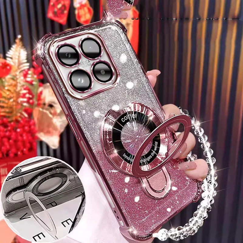 Glitzernde Stoßfeste Hülle mit Magnetischer Halterung und Armband – Bild 4