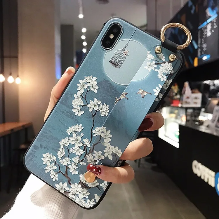 Handgelenkschlaufe-Hülle Plum Blossom Soft TPU Phone Holder Cover – Bild 4