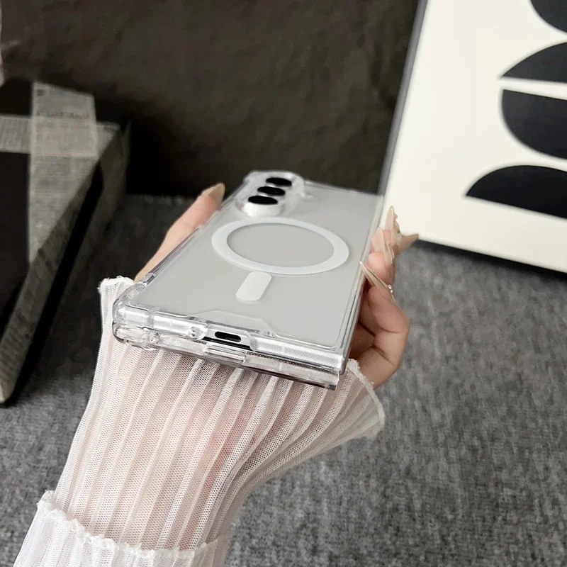 Für Magsafe Hülle Fold7 Fold6 Fold5 Fold4 Magnetisches kabelloses Laden stoßfeste klare Rückseite – Bild 5