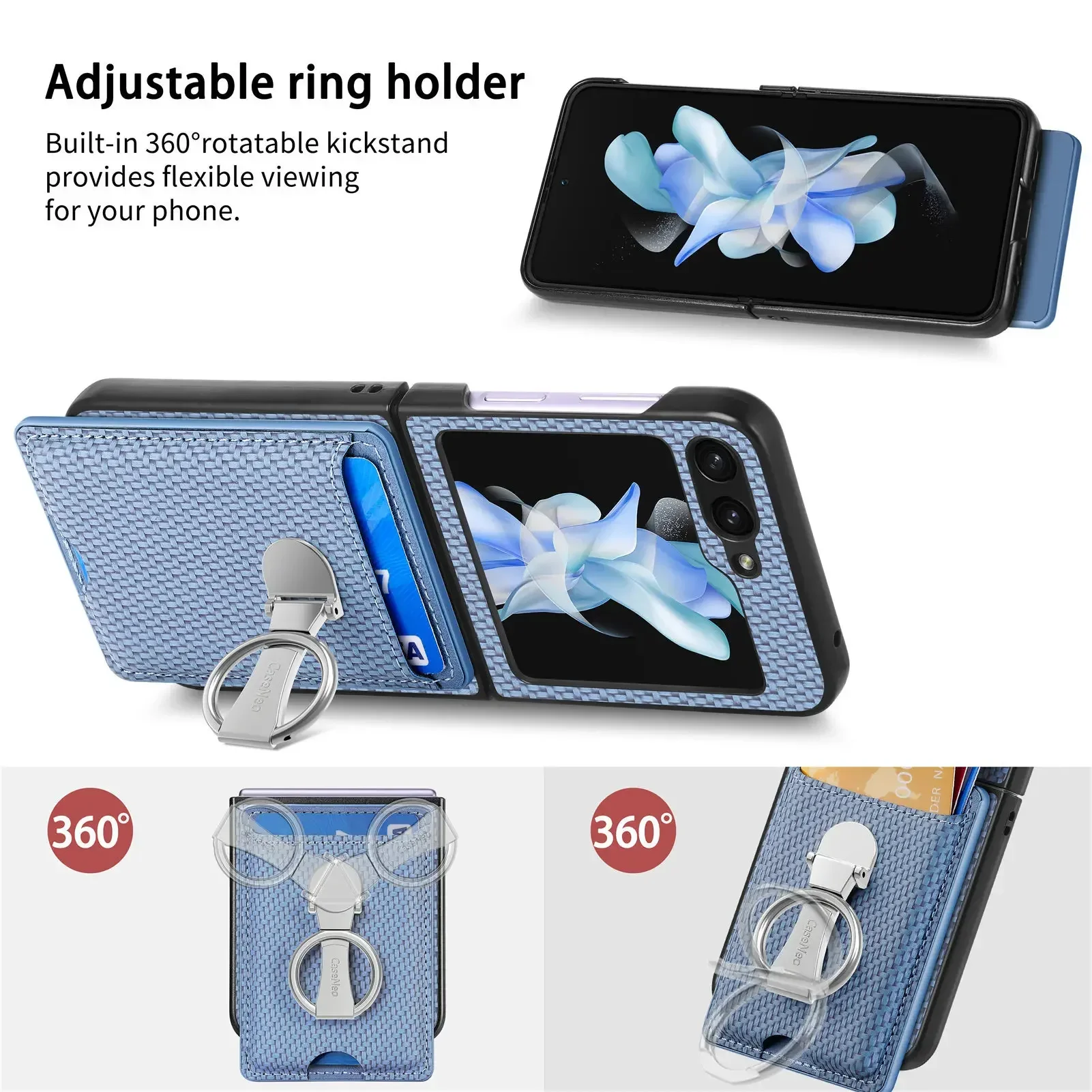 Ring-Kartenhalter-Brieftaschen-Flip-Handyhülle 7 6 5 4 3 Flip7 Flip6 Flip5 Flip4 Flip2 5G PU-Leder-Cover – Bild 4