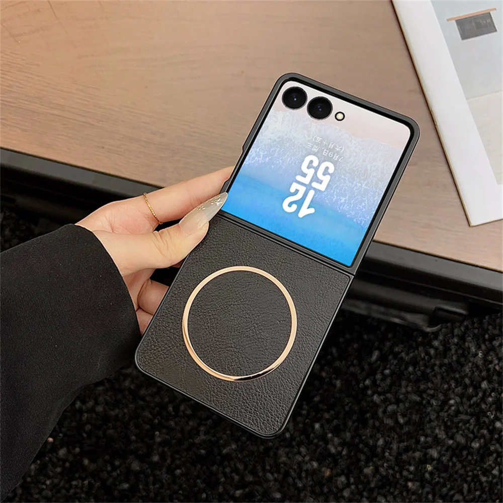 Galaxy Z Flip6: Hülle für Magsafe Luxus Leder Matt Weiche Handyhülle Magnetische Flip6 Flip7FE Hülle