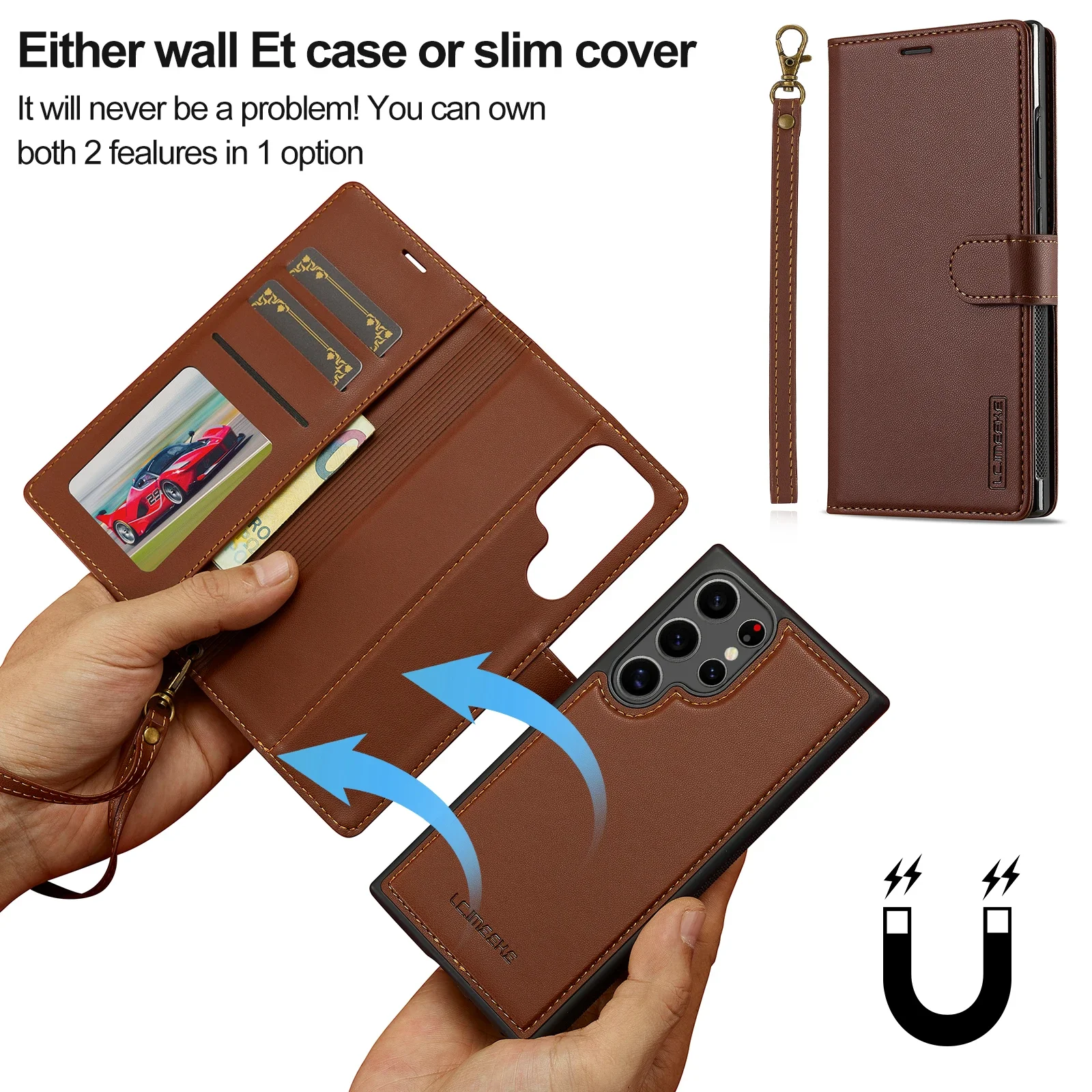Ledertasche Magnetische Flip Wallet – Bild 4
