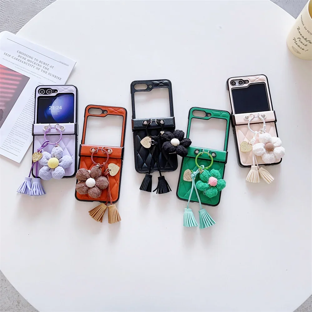 Leder-Blumen-Ring-Handyhülle Flip7 Flip6 Flip5 Flip4 Flip3 5G Stoßfeste Schutzhülle – Bild 5