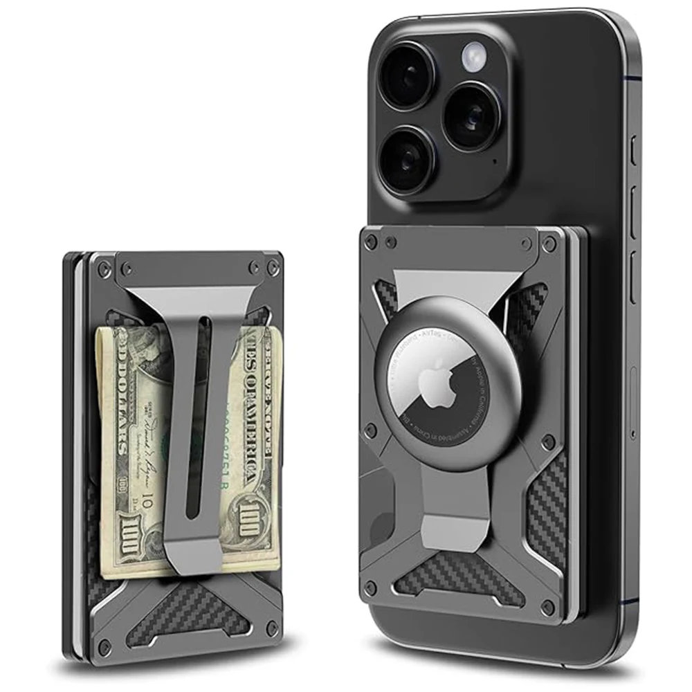 Mag Safe Wallet Geldscheinklammer, Air-Tag-Halter und Geldklammer, [Mit 1 Magnetfolien], für magnetische und nicht – Bild 4