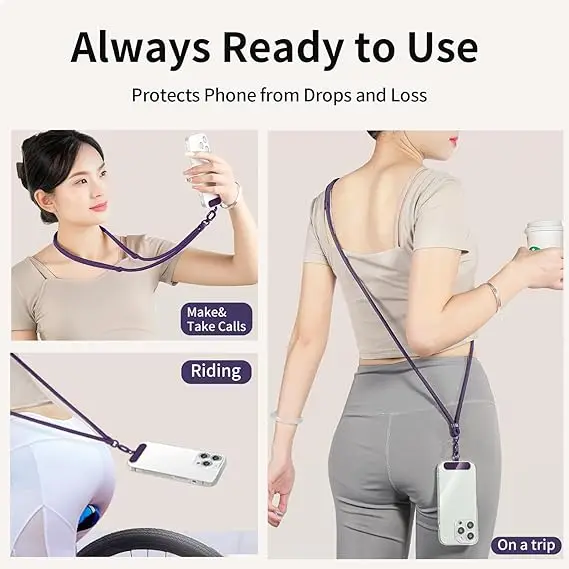 Universelles verstellbares Telefon-Lanyard, Umhängetasche, Halskette, Riemen, Handyhülle, langes Hängeseil mit Clip, Anti-Verlust, langlebig und robust – Bild 4