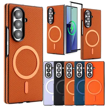 Galaxy Z Fold4: Handyhülle mit Carbonfaser-Muster Fold7 Fold6 Fold8, kabellose Ladehülle