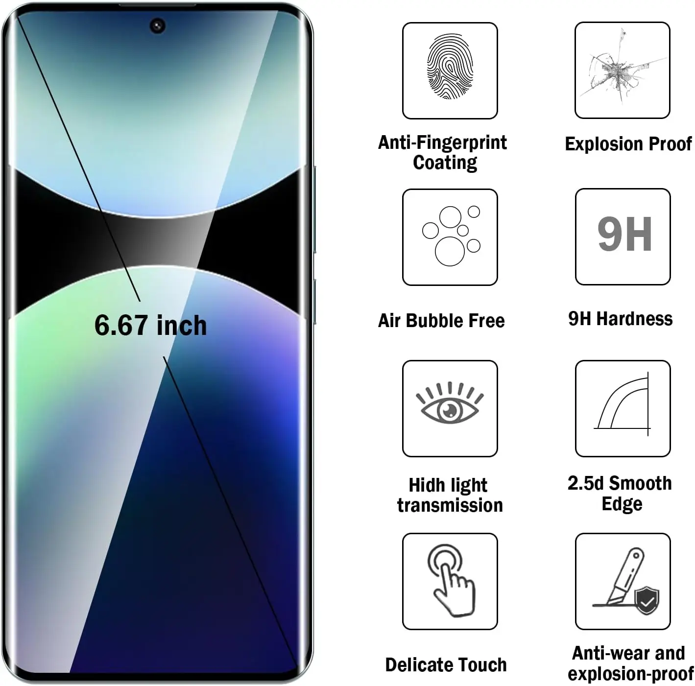 2/4 Stück HD gehärtetes Glas / 3D gebogene vier Seiten Kleber Displayschutzfolie – Bild 5
