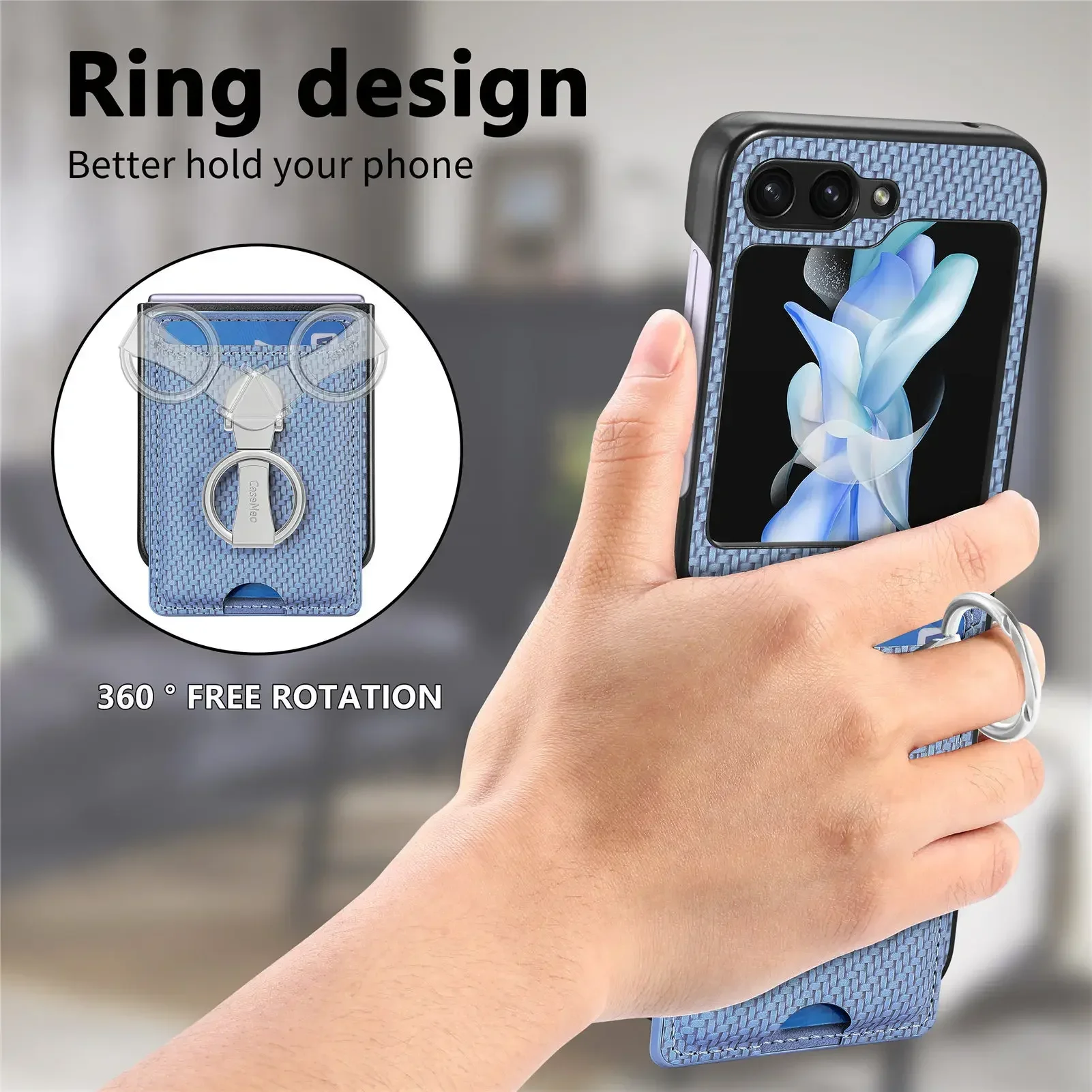 Ring-Kartenhalter-Brieftaschen-Flip-Handyhülle 7 6 5 4 3 Flip7 Flip6 Flip5 Flip4 Flip2 5G PU-Leder-Cover – Bild 2