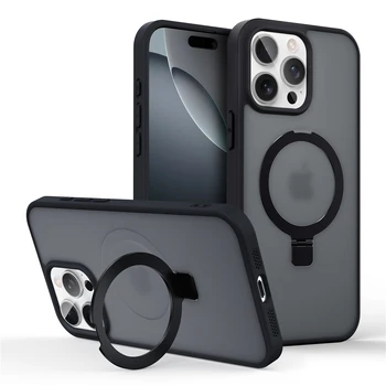 iPhone 13: Matte Metallring-Magnet-Handyhülle für Magsafe KickStand-Halter-Abdeckung