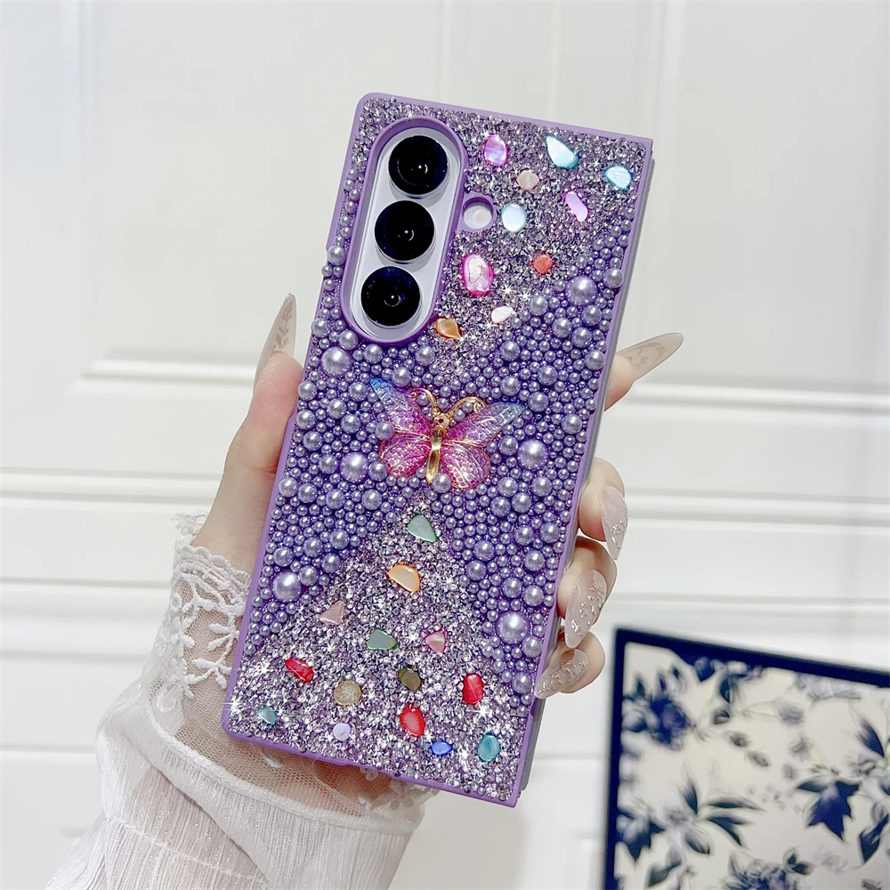Glitzer Schmetterling Farbverlauf Diamant Perle Hülle Fold4 Fold5 Fold6 Pink Girl Geschenk Cover – Bild 4
