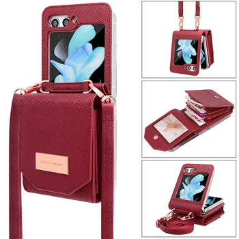 Galaxy Z Flip6: Vietao Crossbody Lanyard Handyhüllen mit Kartenfächern und Geldbörse