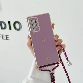 Galaxy S22: Liebe Herz Crossbody Lanyard Strap Telefon Fall S10 S9 S8 Hinweis 10 20 Plus Ultra Fe Abdeckung