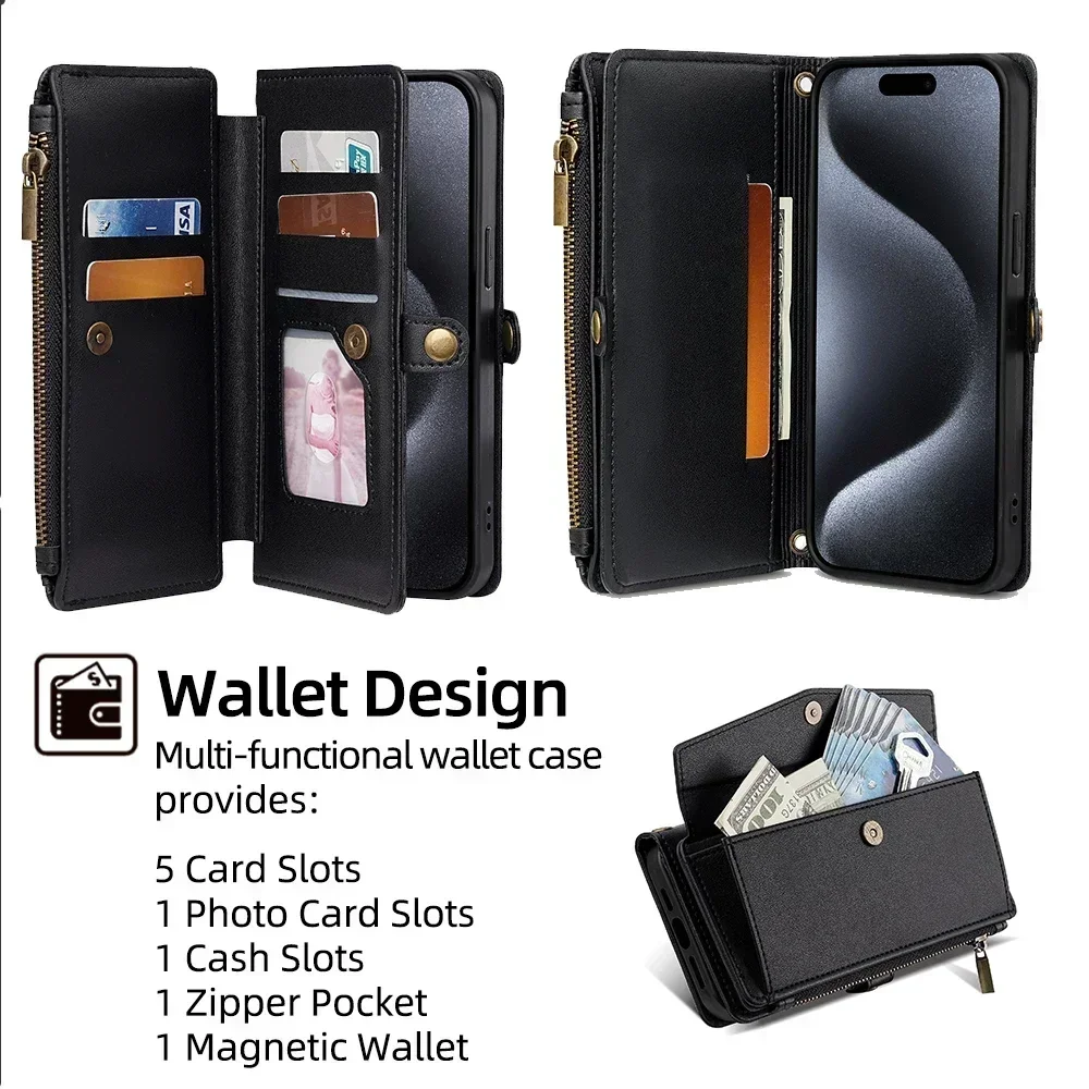Handyhülle mit Lanyard 12S 13 13T Flip-Leder-Brieftasche mit Kartenfächern Lite 12X F6 Pro Halterung – Bild 3