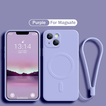 iPhone 16 Pro: Für Magsafe Magnetische Kabellose Ladehülle Weiche Flüssigsilikon-Hülle mit Trageriemen