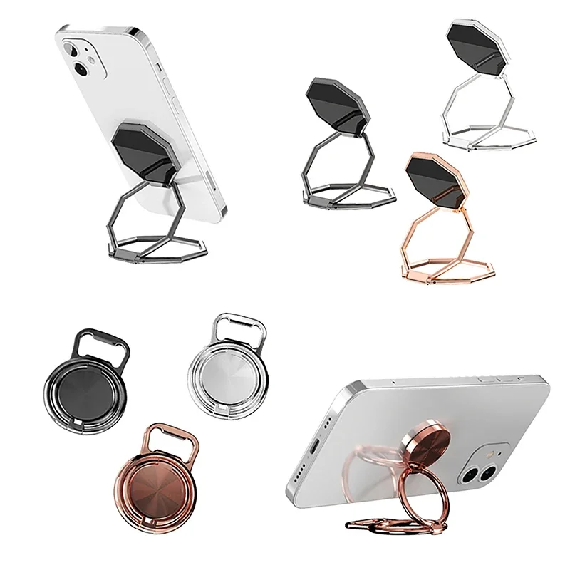 Metall faltbarer Telefon halter 360-Grad-Drehständer Doppel fingerring runder Handy Universal tragbarer Metallst änder