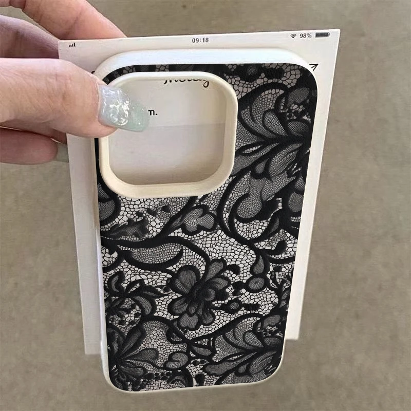 Sexy Spitze Muster Telefon Fall 17Air 16 15 14 Plus 13 12 11 17 Pro max 16 Plus Silikon Stoßstange Abdeckung Fall Funda – Bild 2