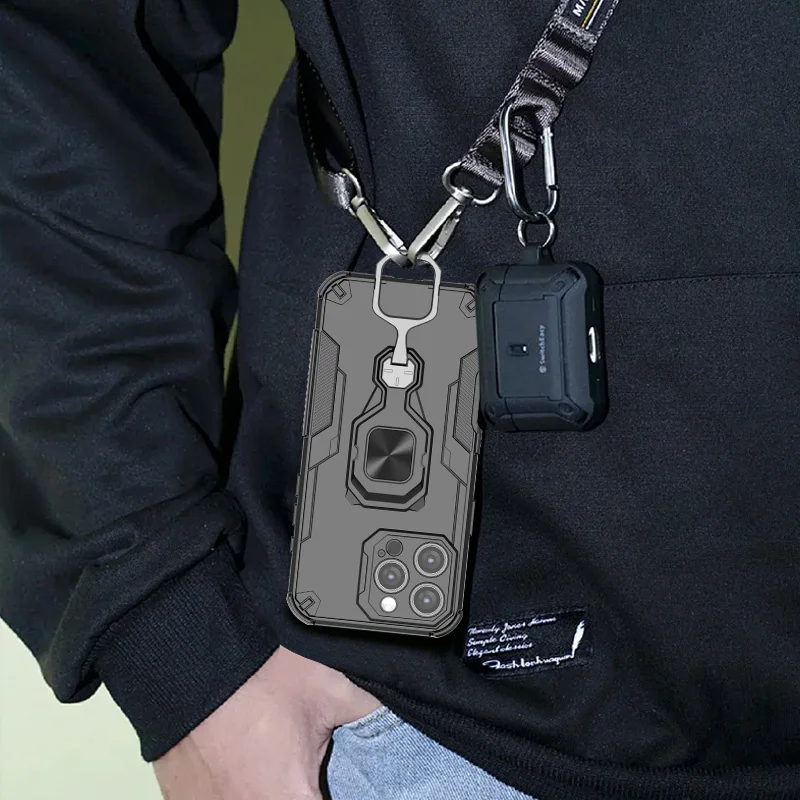 Stoßfest Harte Rüstung Abdeckung Fall Auto Magnetische Halter Ring stehen Silikon Schutz Coque – Bild 6