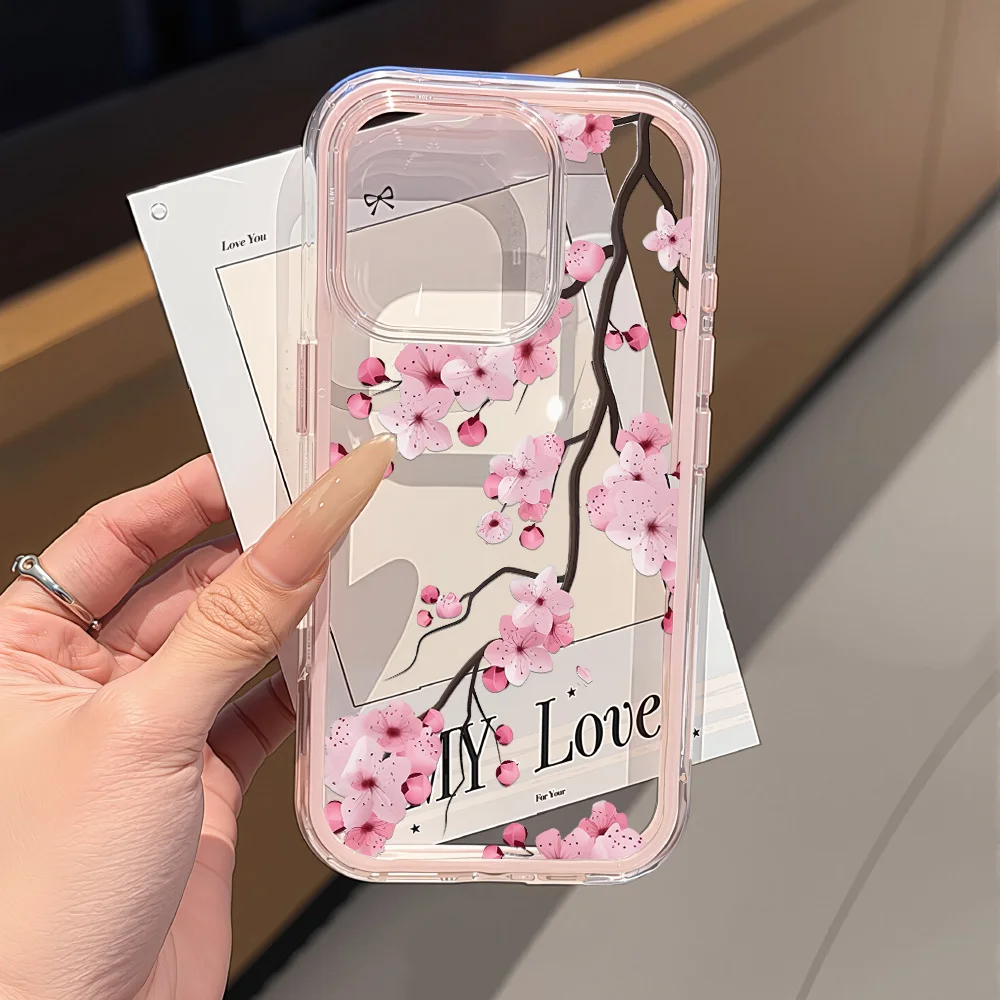 2 in 1 Candy Color Handyhülle Soft TPU Transparent Flower Funda Cover – Bild 2