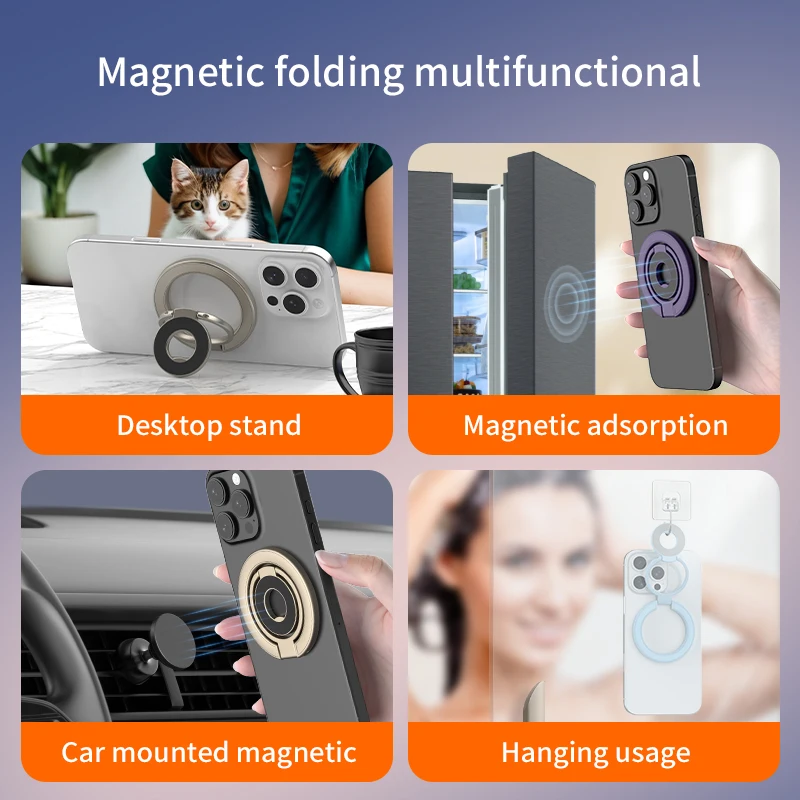 Für MagSafe Doppelseitige Magnetische Telefon Ring Halter Tragbare Falten Handy Ständer Zubehör Grip Halterung Unterstützung Für iPhone – Bild 3