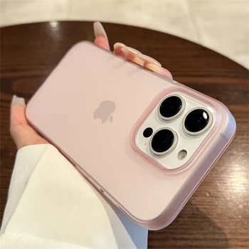 IPhone 16 Plus: Weiche, matte, bonbonfarbene, transparente Handyhülle, stoßfeste Silikon-Stoßstangenabdeckung