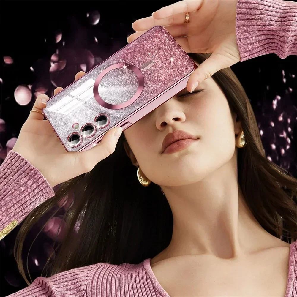 Glitzer-Hülle Kabelloses Laden Magnetische TPU Softcover – Bild 6