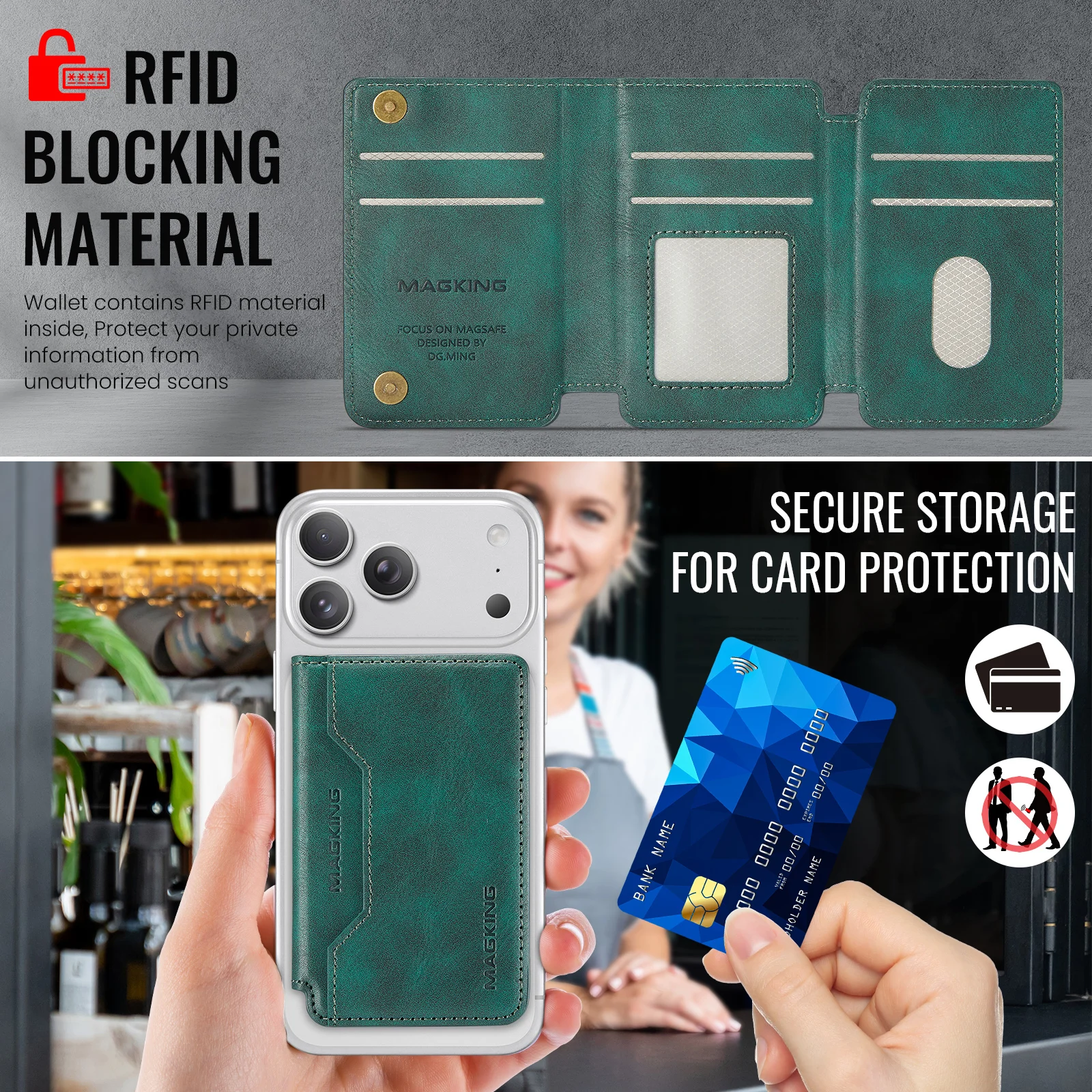 MagSafe Geldbörse RFID-Blockierung Magnetischer Kartenhalter – Bild 5