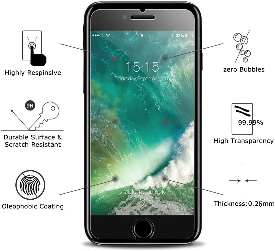 HD-Schutzglas / 6S 7 8 Plus 2/4 Stück transparente Displayschutzfolie 9H – Bild 2