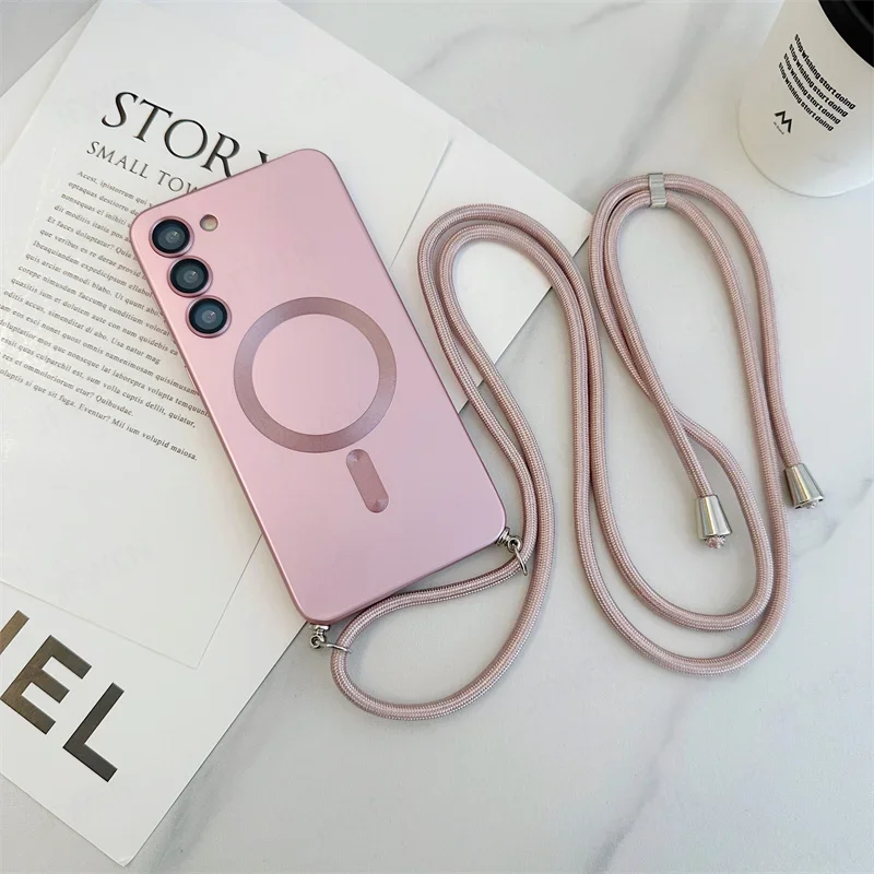 Luxuriöse Crossbody-Hülle mit Magnetverschluss und Trageriemen, Magsafe-kompatibel, Weiche Silikonhülle – Bild 3