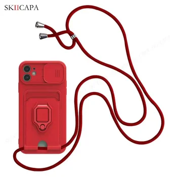 Redmi Note 13 Pro 5G: Slide Lens Card Slot Hülle 10Pro Max 10s Crossbody Lanyard Strap Silikonhülle