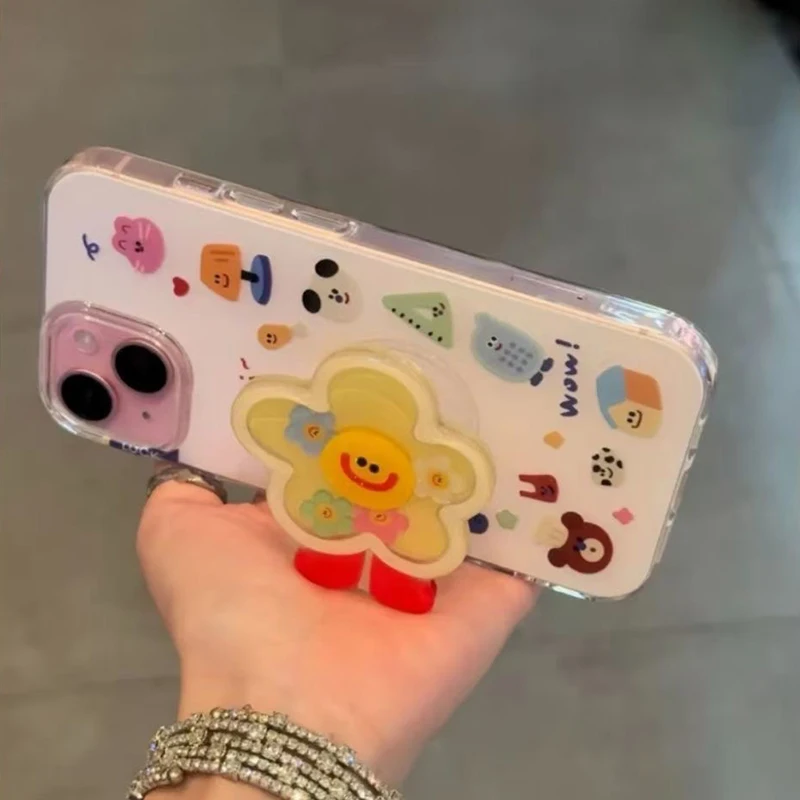 Cartoon Shakeable Grip Tok Halter Weiß Acryl Harte Telefon Fall – Bild 5