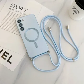 Galaxy S23 FE: Crossbody Lanyard Magnetische Hülle für Magsafe Silikon Soft Cover