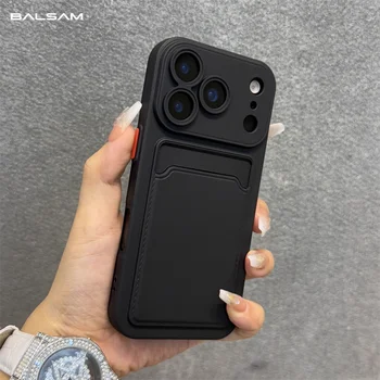 IPhone 15 Pro Max: Luxuriöse Weiche Silikon-Brieftaschenhülle Stoßfeste Kartenhalter-Schutzhülle