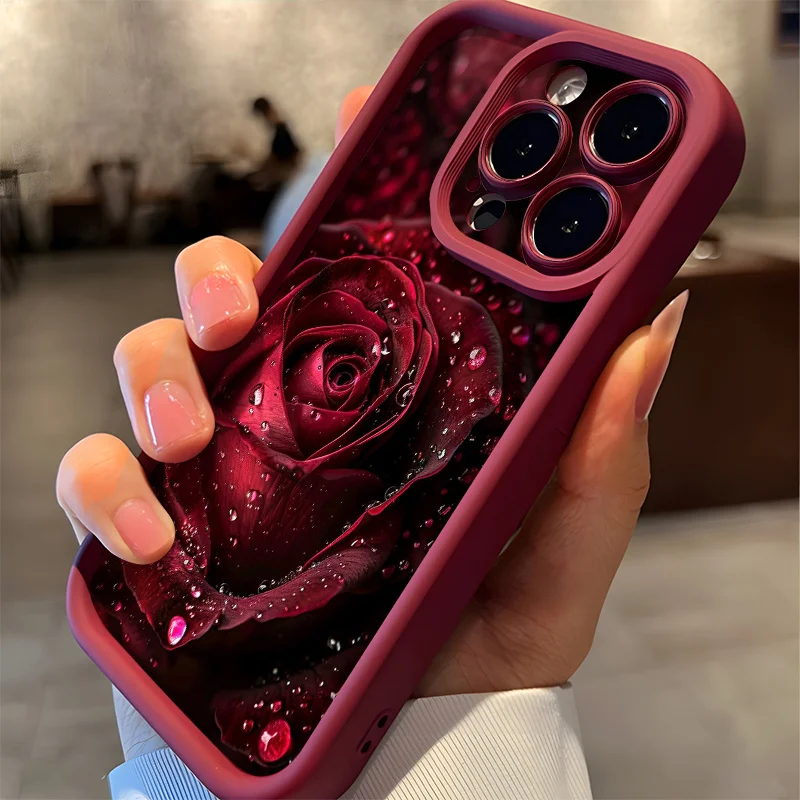 Wunderschöne Regentropfen-Rosenmuster-Handyhülle A5 Pro Plus 4G 5G Weiche TPU-Abdeckung – Bild 5