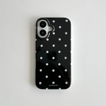 iPhone 13: Ins schwarz-weiße gepunktete Handyhülle, geeignet Internet Celebrity Phone Case, sturzsicher