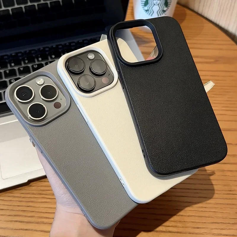 iPhone 16 Pro: Luxuriöse, matte, weiche Leder-Süßigkeits-Handyhülle, Schutz, stoßfeste Silikonhülle