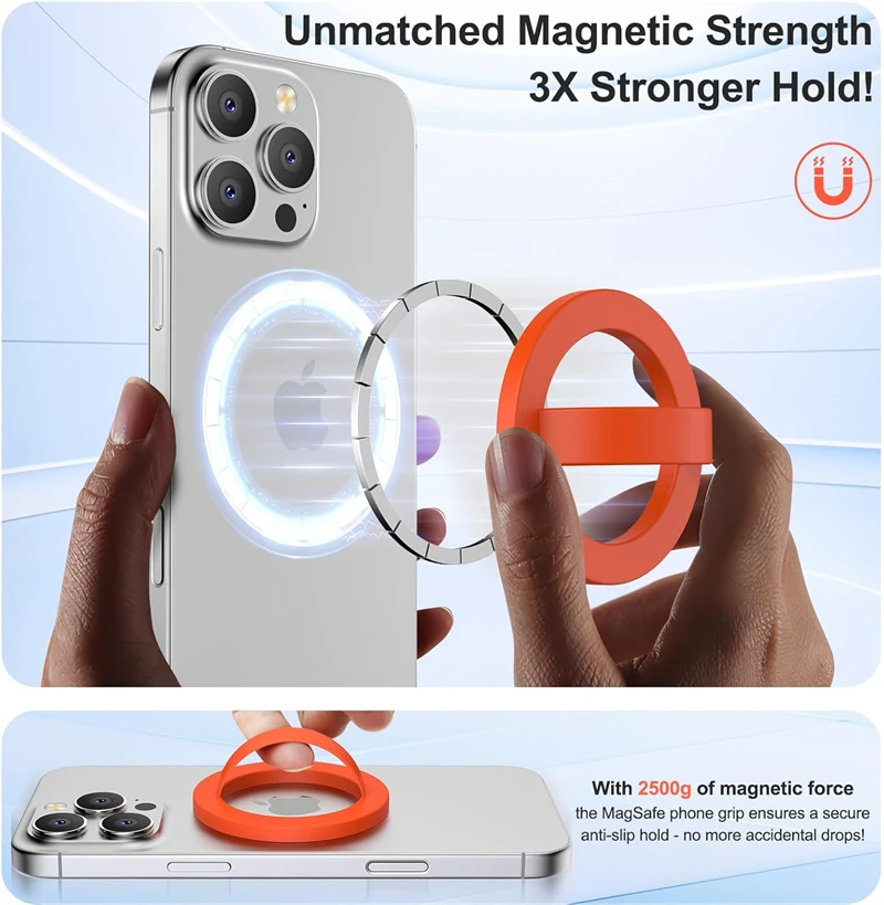 Freihändiger magnetischer Fingerriemen aus flüssigem Silikon für Magsafe iPhone 17 16, unterstützt Mac Safe Grip – Bild 2