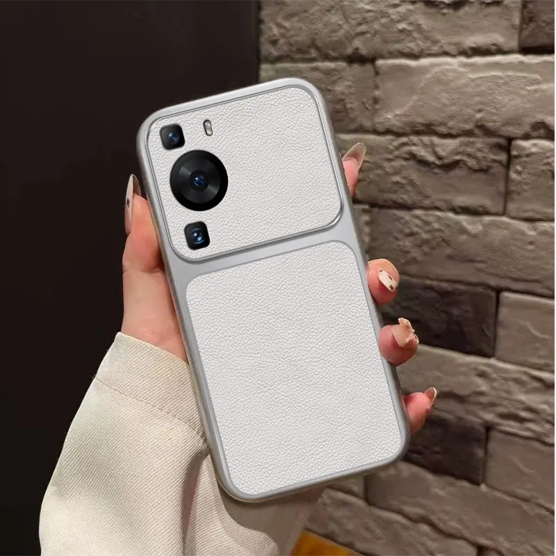 Hochwertige Kunstleder-Handyhülle P60Pro Luxuriöse Lychee-Leder-Optik Silikon Stoßfeste Rückabdeckung – Bild 4