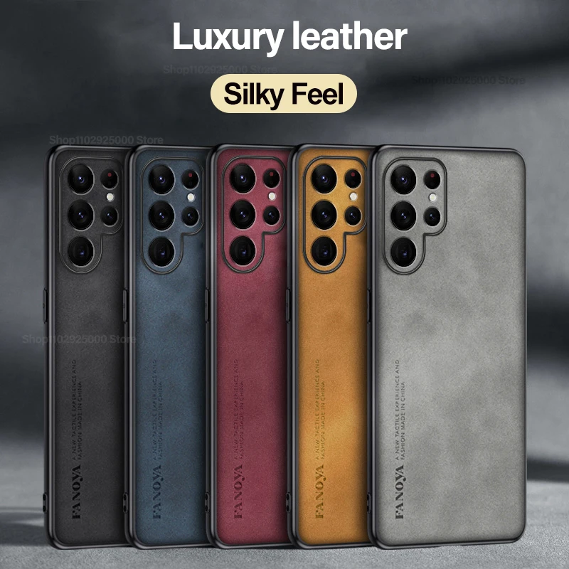 Galaxy S24 Ultra: Plus Hülle Luxuriöse Schafsleder-Handyhülle Hüllen Rückseitenabdeckung