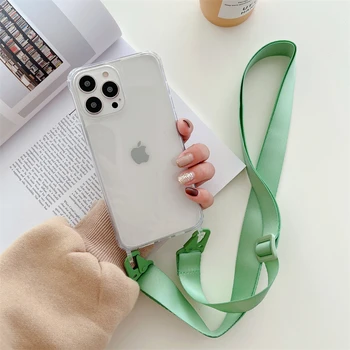 iPhone 14 Plus: Handyhülle mit Umhängegurt, transparente, stoßfeste Hülle
