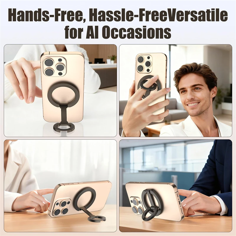Handy-Griffhalter mit doppelseitigem magnetischem Fingerring und Ständer für iPhone 17/16 Pro Max/15 Plus/14 Samsung – Bild 4
