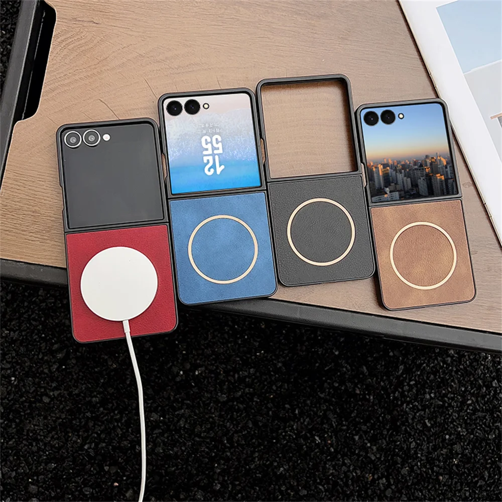Hülle für Magsafe Luxus Leder Matt Weiche Handyhülle Magnetische Flip6 Flip7FE Hülle – Bild 5