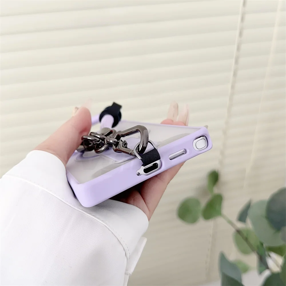 Luxus Lanyard Magnetische Klapp Ständer Telefon Fall Rand FE Für Magsafe Drahtlose Lade kappen – Bild 6